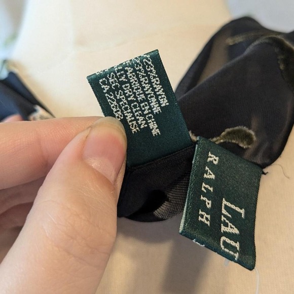 Vintage Lauren Ralph Lauren Green Label Sheer Silk Floral Burnout Scarf / Hanky - Picture 5 of 7